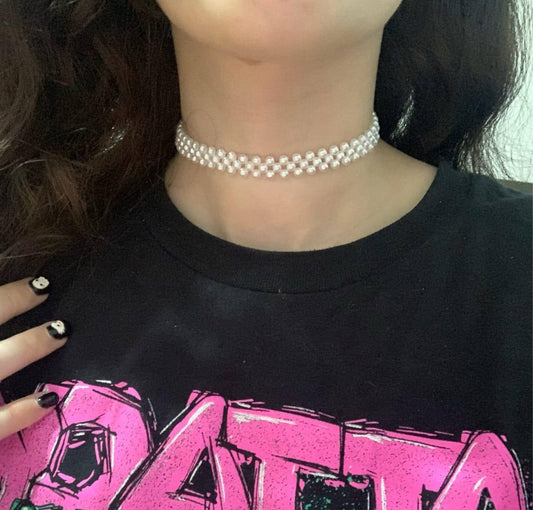 1 Pc Alloy Gold Plated Modern Pearl Stones Choker